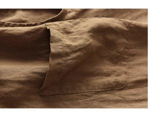Áo sơ mi linen sát nách cổ đức hai túi - NU8938