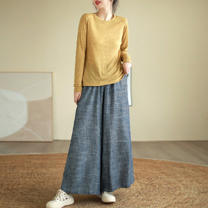 Quần baggy linen lưng thun ống rộng hai túi chéo retro - Q217