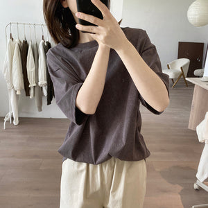 Áo T-shirt ngắn tay cổ tròn form dài - NU10177