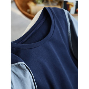 Áo T-shirt dài tay cổ tròn kiểu hai lớp sơ mi - NU9097