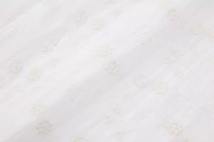 Đầm liền linen retro ngắn tay cổ đứng thêu hoa văn vạt lệch - NU9049