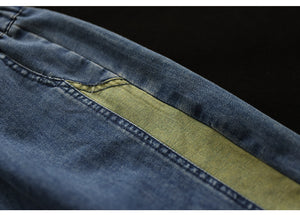 Quần baggy denim vệt màu lưng thun một túi kiểu - NU8707