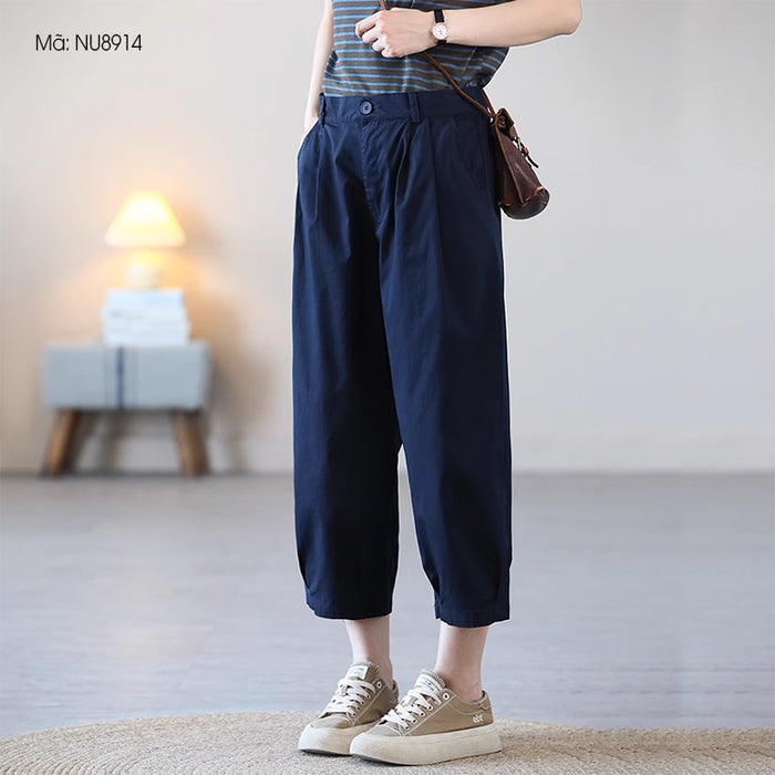 Quần baggy lưng thun ống túm xếp ly đính khuy - NU8913