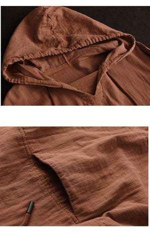 Áo hoodies dài tay retro đơn sắc hai túi - NU9691