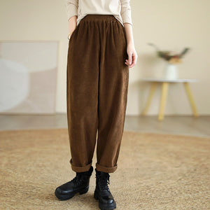 Quần baggy nhung tăm lưng thun hai túi sau - NU9327