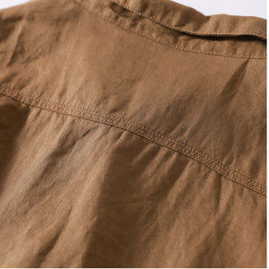 Áo sơ mi linen dài tay cổ đức một màu - NU8690