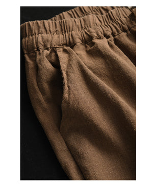Quần baggy linen lưng thun dây rút ống côn - Q204