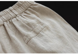 Quần baggy linen lưng cao ống rộng hai túi chéo - NU9068