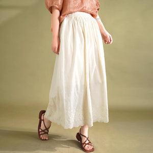 Chân váy linen retro kiểu thêu ren và những ngôi sao - NU8995