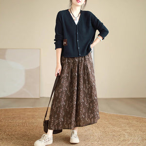 Áo khoác cardigan len đan dài tay cổ V thêu chú cá - NU9640