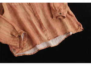 Áo sơ mi linen dài tay cổ đức che khuy - NU10014
