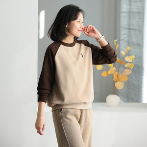 Áo T-shirt nỉ dài tay lệch mạu cổ tròn - NU9422