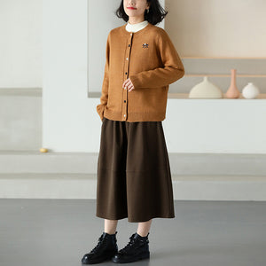 Áo khoác cardigan len đan dài tay cổ tròn khuy cài - NU9659