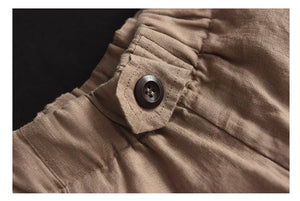 Quần baggy linen lưng thun hai túi chéo khuy cài - NU9065