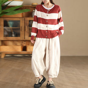 Quần baggy nhung lưng thun ống rộng bo gấu - Q087