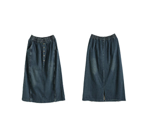 Chân váy denim lưng thun năm khuy - NU9680