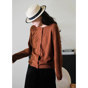 Áo khoác cardigan len dài tay cổ tròn đơn sắc - NU9341