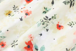 Chân váy linen retro lưng cao in hoa lá hai túi chéo - NU9047