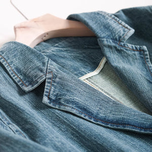 Áo khoác denim dài tay cổ vest một khuy - NU9223