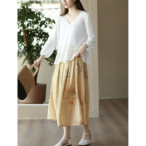 Áo khoác linen cardigan dệt kim dài tay cổ V - NU8837