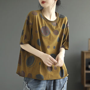 Áo T-shirt ngắn tay cổ tròn in hình tròn và mặt cười - NU8633