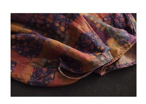 Quần baggy linen alibaba lưng thun in hoa văn trừu tượng - NU8960