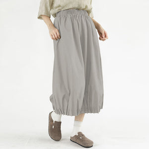 Quần baggy lửng lưng thun ống rộng gấu xếp ly - NU9878