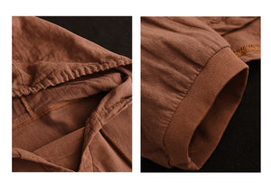 Áo hoodies dài tay retro đơn sắc hai túi - NU9691