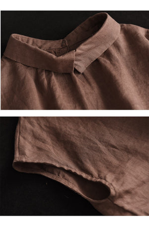 Áo sơ mi linen sát nách cổ pipi khuy cài sau - A746