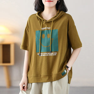Áo hoodies ngắn tay in mặt cười - NU8751