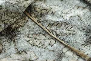 Chân váy linen retro lưng thun in những chiếc lá - NU9250