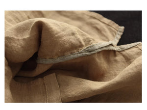Áo sơ mi linen đơn sắc ngắn tay cổ V kiểu giấu khuy - NU8961