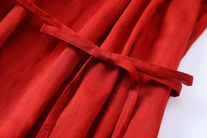 Đầm liền linen ngắn tay cổ tròn khuy cài - NU9904