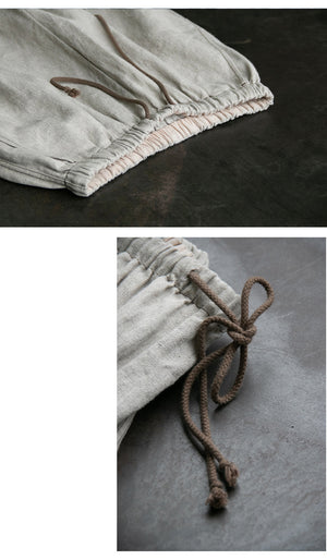 Quần baggy linen lưng thun dây rút ống suông - NU9977