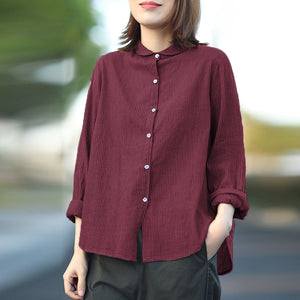Áo sơ mi linen dài tay kẻ sọc đứng cổ pipi - NU4423