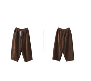 Quần baggy nhung tăm lưng thun dây rút ống rộng - Q071