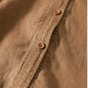 Áo sơ mi linen dài tay cổ đức một màu - NU8690