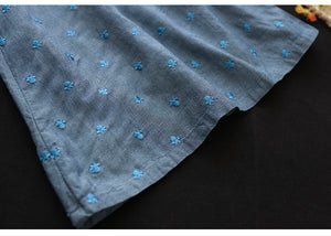 Quần baggy linen lưng ống rộng thêu hoa văn - NU8696