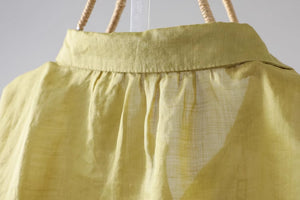 Áo sơ mi linen tay lửng cổ đức thêu hoa văn đối xứng - NU8866