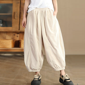 Quần baggy nhung lưng thun ống rộng bo gấu - Q087