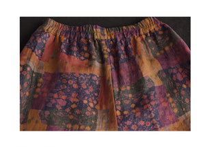 Quần baggy linen alibaba lưng thun in hoa văn trừu tượng - NU8960