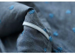 Quần baggy linen lưng ống rộng thêu hoa văn - NU8696