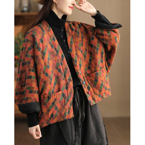 Áo khoác retro dài tay cổ V hoa văn đuôi công - NU9391