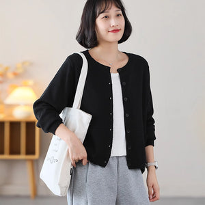 Áo khoác cardigan len đan dài tay cổ tròn hai túi vuông - NU9218
