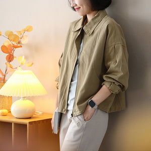 Áo khoác retro dài tay cổ đức khóa kéo - NU9099