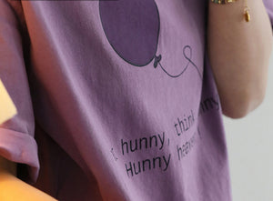 Áo T-shirt ngắn tay cổ tròn form dài in quả bóng - NU10035