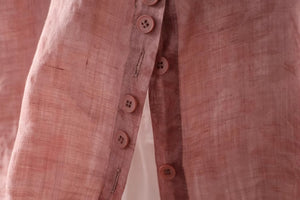 Áo sơ mi linen ngắn tay cổ pipi in hoa lá một túi nhỏ - NU8871
