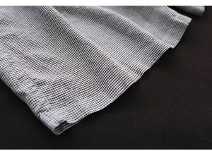 Bộ đồ linen gồm áo sơ mi sát nách một túi và quần baggy ống rộng lưng cao kẻ caro - NU9056