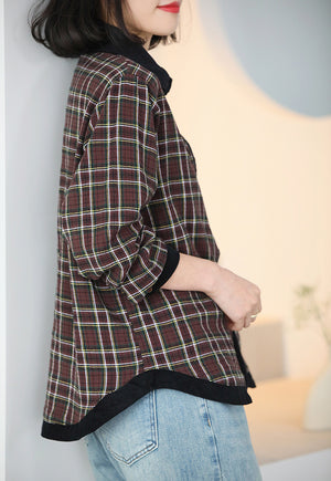 Áo sơ mi linen dài tay cổ pipi bo viền - NU9753