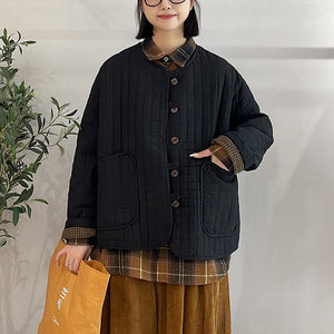 Áo khoác retro trần caro dài tay cổ tròn - NU9528
